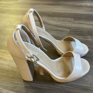 Nude block heels